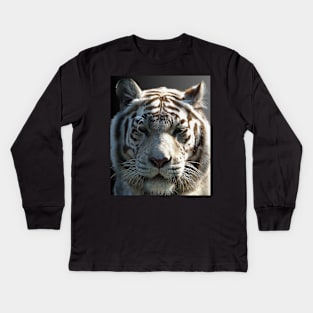 White tiger aesthetic art Kids Long Sleeve T-Shirt